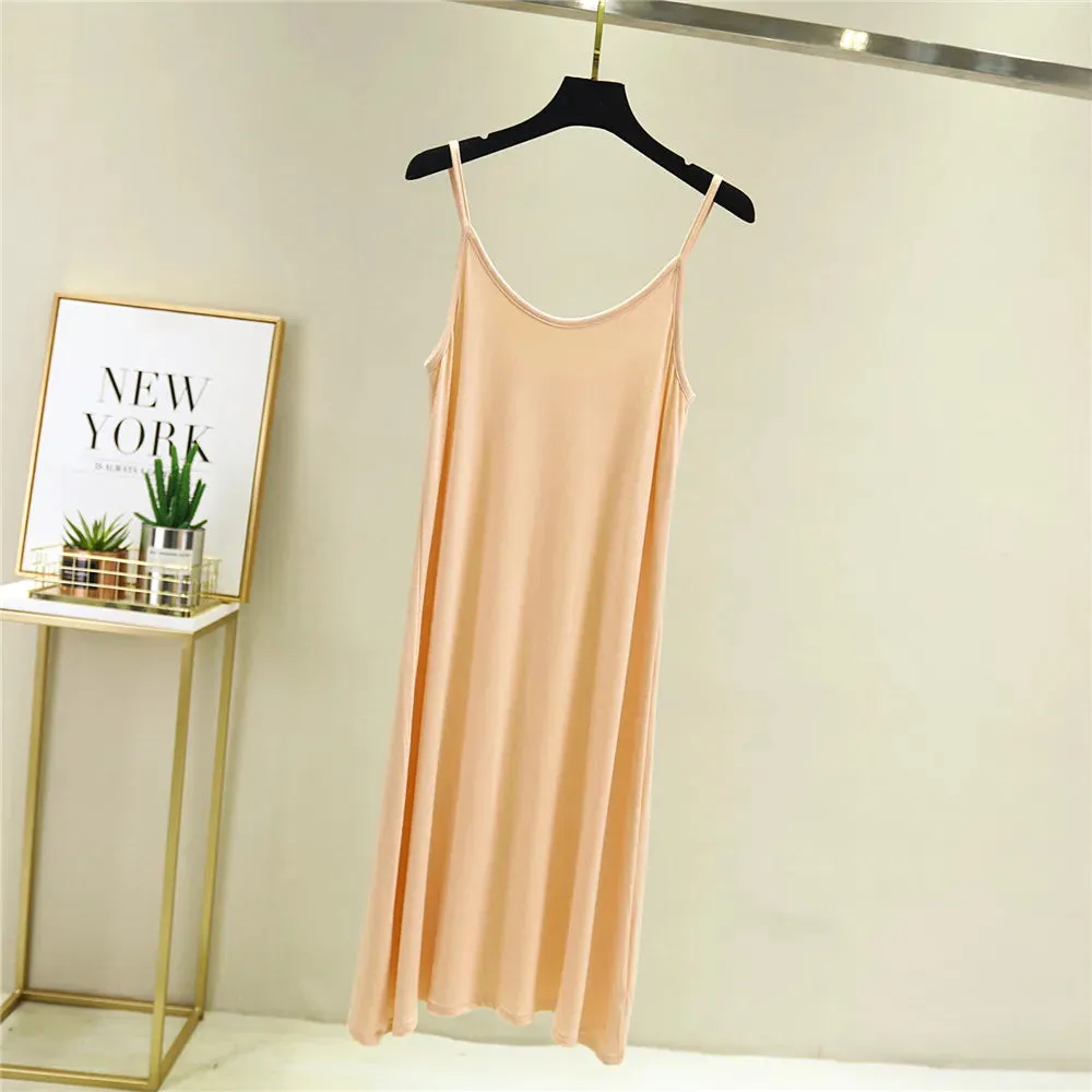 2022 O-Neck Dresses tops Women's Petticoat Woman Dress Slip Underdress Bottoming Straight Femmale Slips Woman Intimates Dress