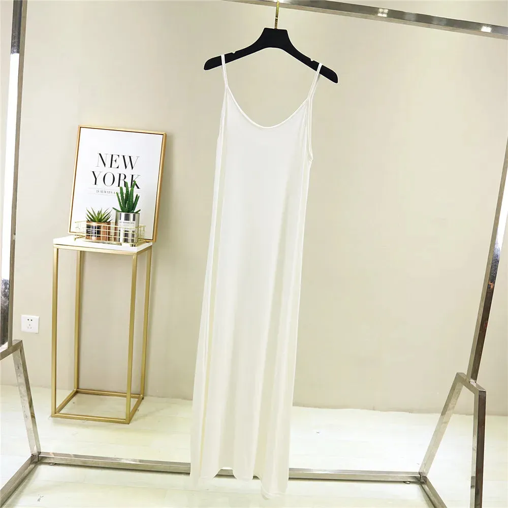 2022 O-Neck Dresses tops Women's Petticoat Woman Dress Slip Underdress Bottoming Straight Femmale Slips Woman Intimates Dress