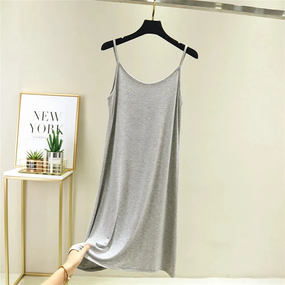 2022 O-Neck Dresses tops Women's Petticoat Woman Dress Slip Underdress Bottoming Straight Femmale Slips Woman Intimates Dress