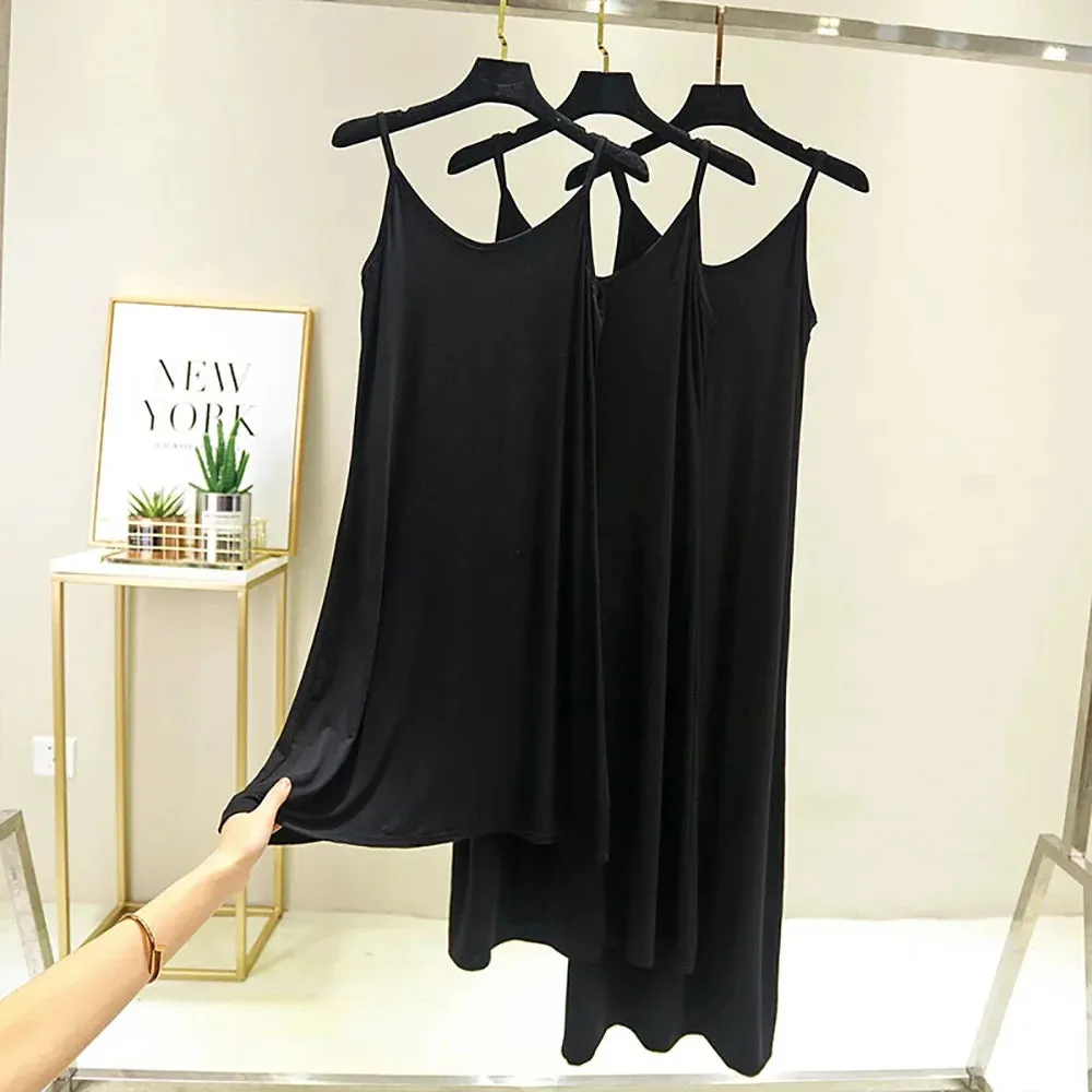 2022 O-Neck Dresses tops Women's Petticoat Woman Dress Slip Underdress Bottoming Straight Femmale Slips Woman Intimates Dress