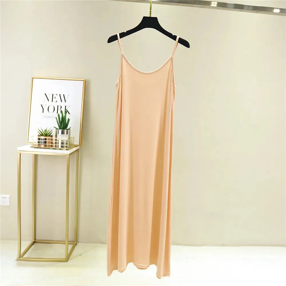 2022 O-Neck Dresses tops Women's Petticoat Woman Dress Slip Underdress Bottoming Straight Femmale Slips Woman Intimates Dress