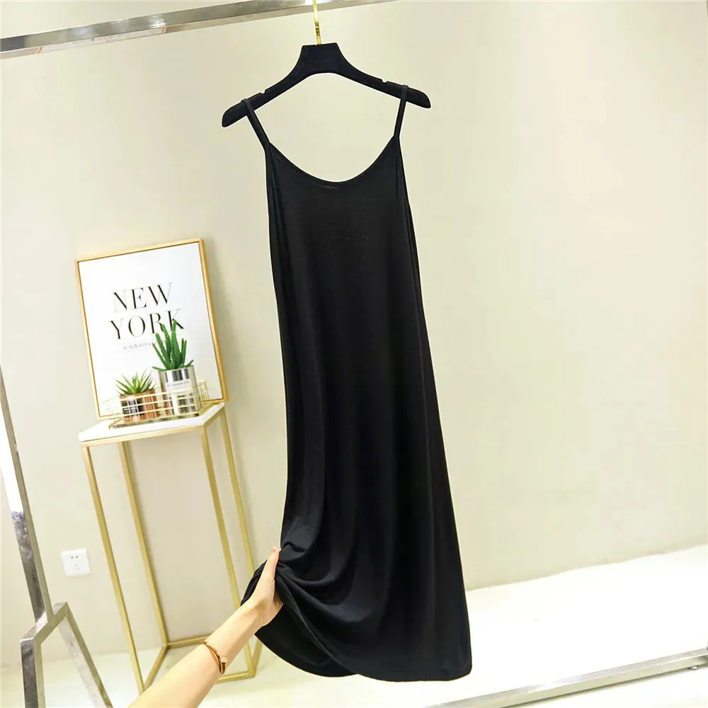 2022 O-Neck Dresses tops Women's Petticoat Woman Dress Slip Underdress Bottoming Straight Femmale Slips Woman Intimates Dress
