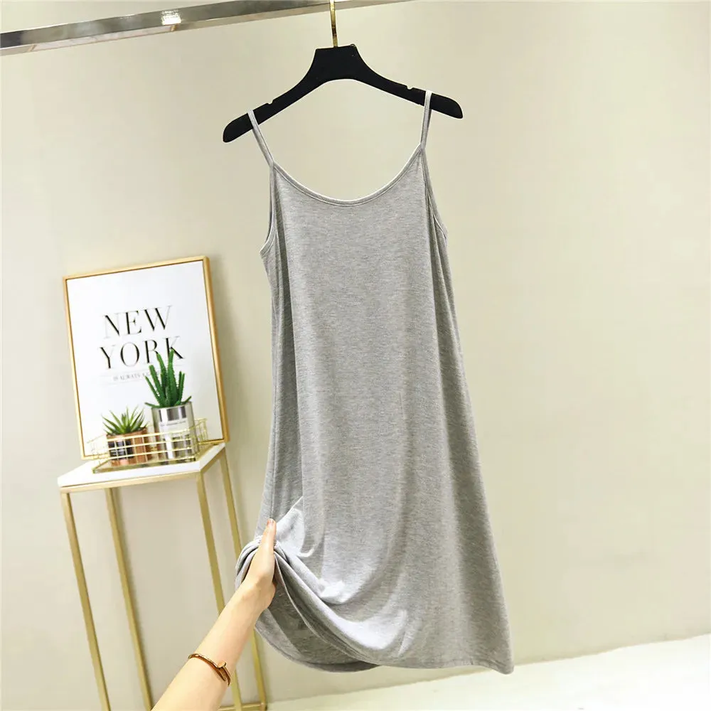 2022 O-Neck Dresses tops Women's Petticoat Woman Dress Slip Underdress Bottoming Straight Femmale Slips Woman Intimates Dress