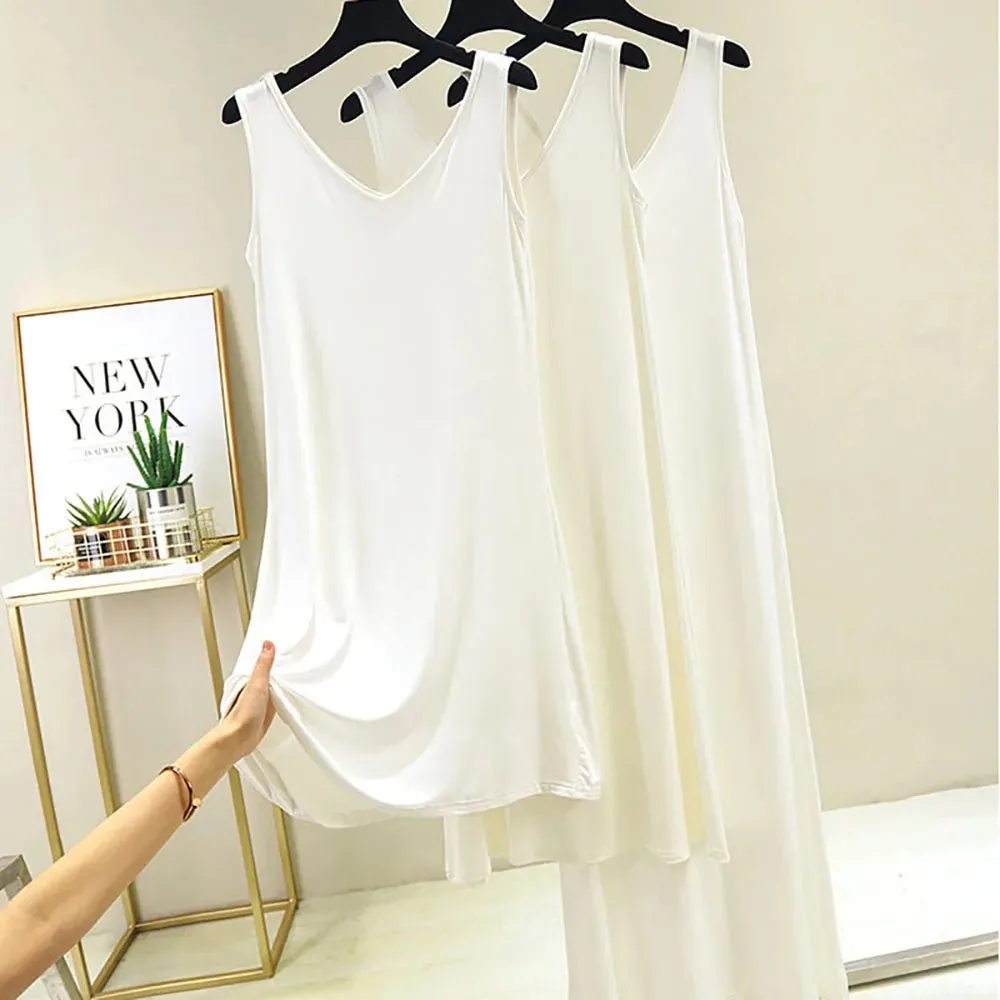 2022 O-Neck Dresses tops Women's Petticoat Woman Dress Slip Underdress Bottoming Straight Femmale Slips Woman Intimates Dress