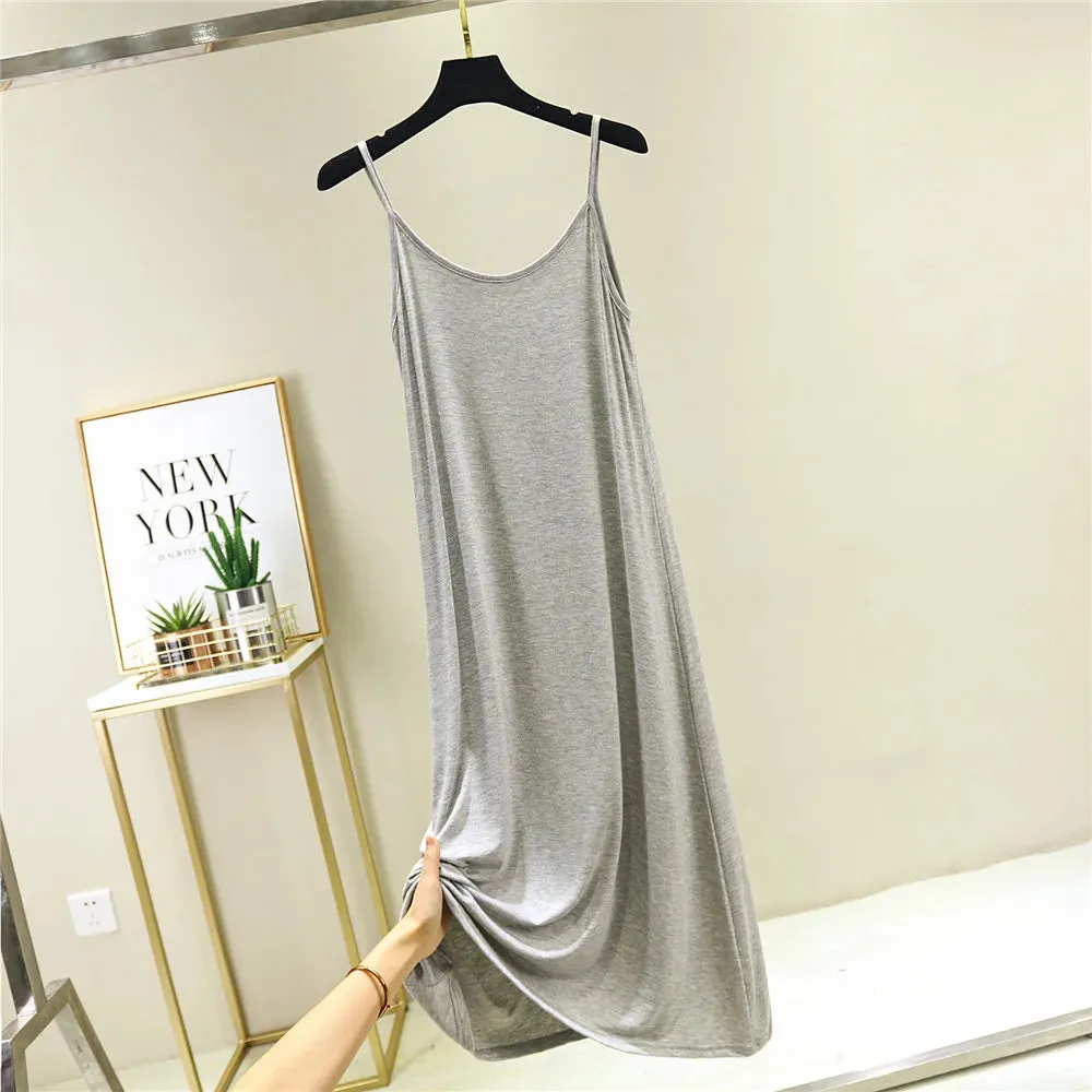 2022 O-Neck Dresses tops Women's Petticoat Woman Dress Slip Underdress Bottoming Straight Femmale Slips Woman Intimates Dress