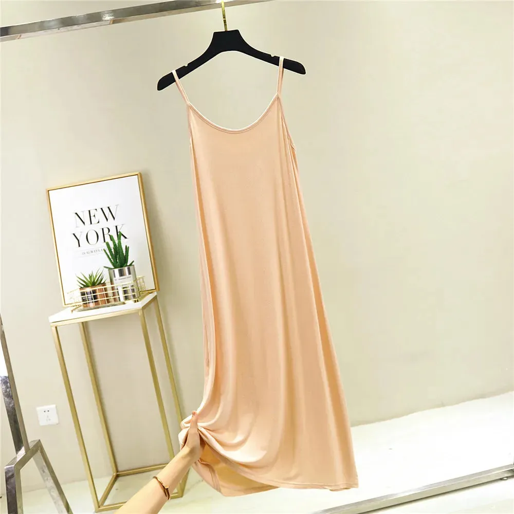 2022 O-Neck Dresses tops Women's Petticoat Woman Dress Slip Underdress Bottoming Straight Femmale Slips Woman Intimates Dress