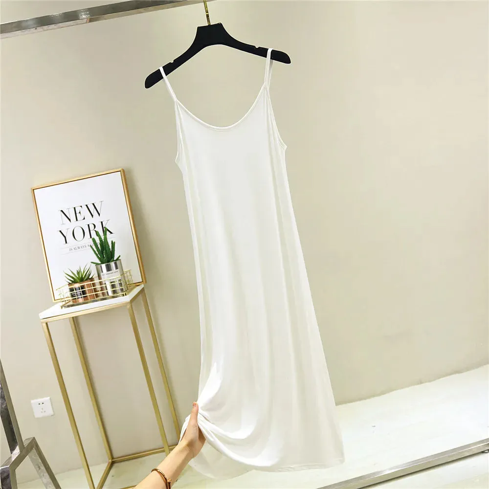 2022 O-Neck Dresses tops Women's Petticoat Woman Dress Slip Underdress Bottoming Straight Femmale Slips Woman Intimates Dress