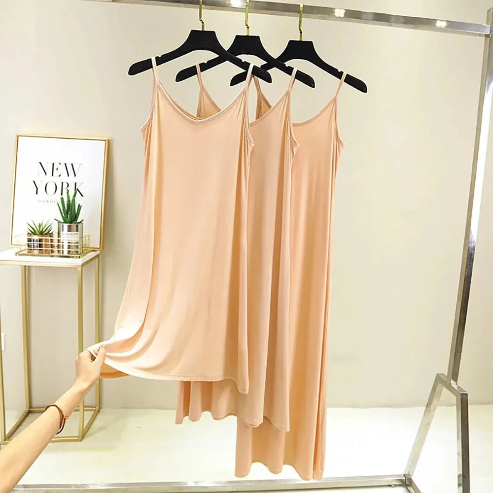 2022 O-Neck Dresses tops Women's Petticoat Woman Dress Slip Underdress Bottoming Straight Femmale Slips Woman Intimates Dress