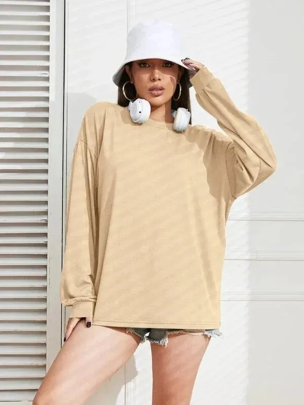 2024 Solid Simplicity Round Neck Long Sleeve Tee