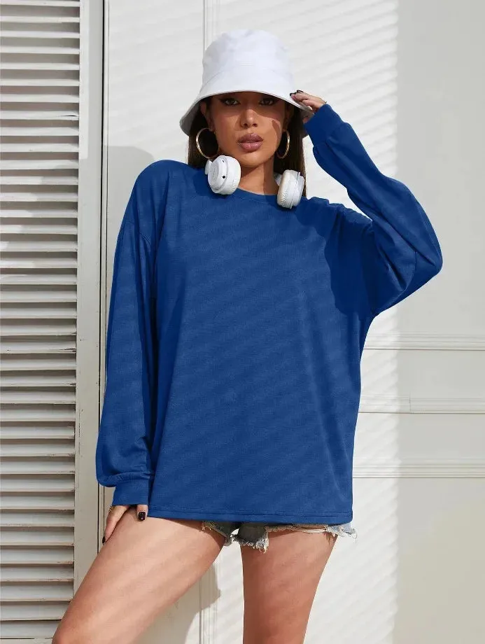 2024 Solid Simplicity Round Neck Long Sleeve Tee