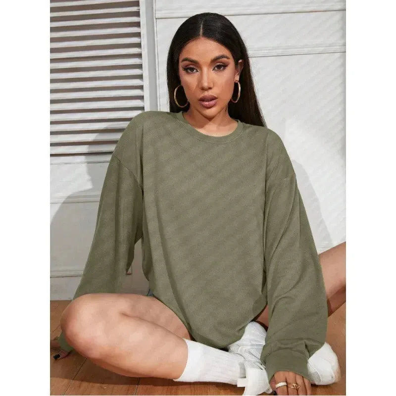 2024 Solid Simplicity Round Neck Long Sleeve Tee