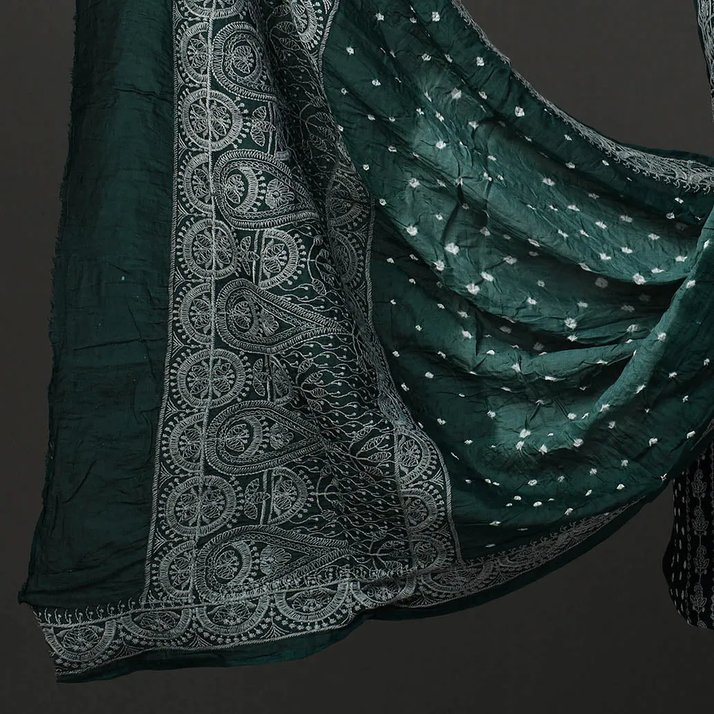 3pc Kutch Tie-Dye Satin Cotton Bandhni Dress Material 07