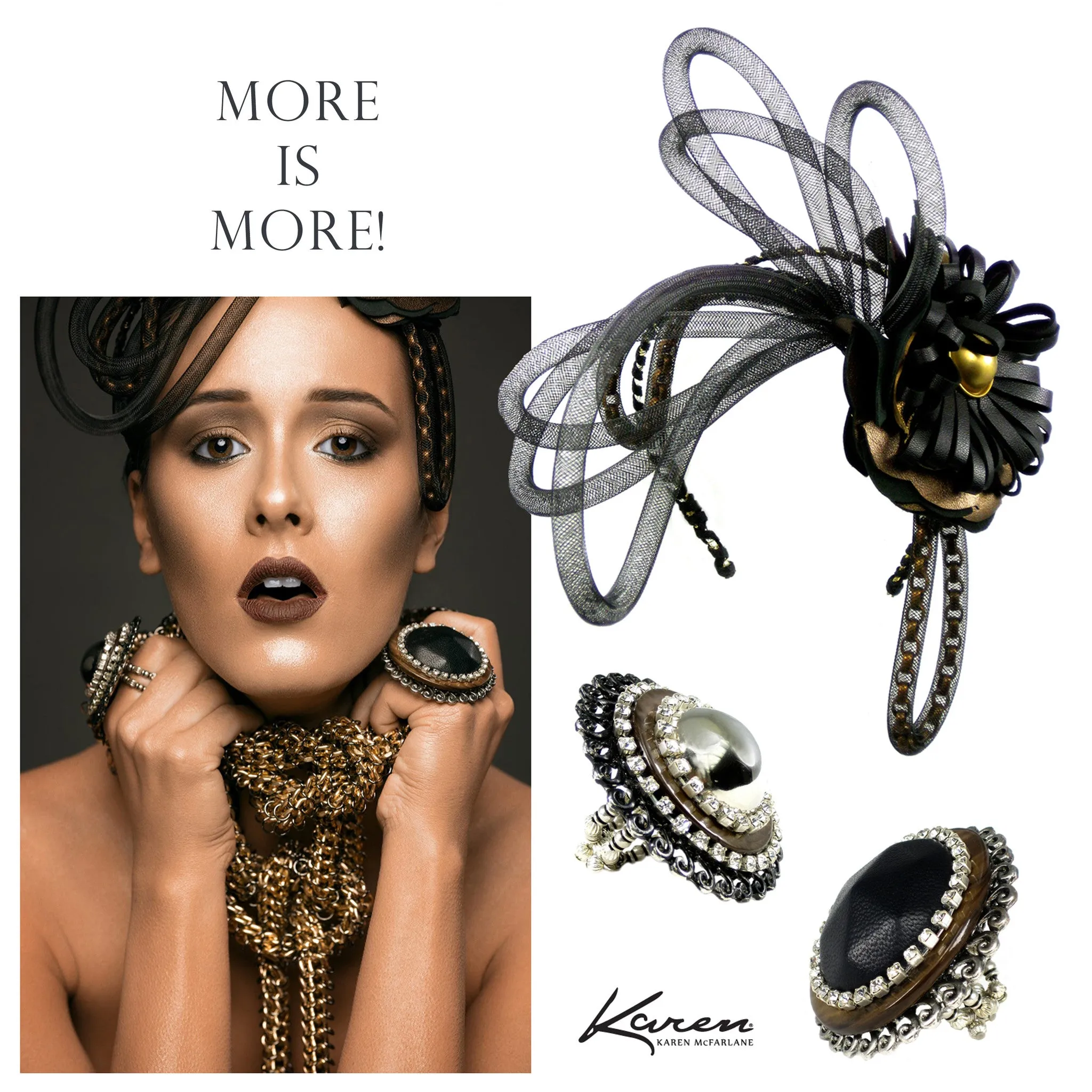 #904hp Bronze & Black Floral Headpiece