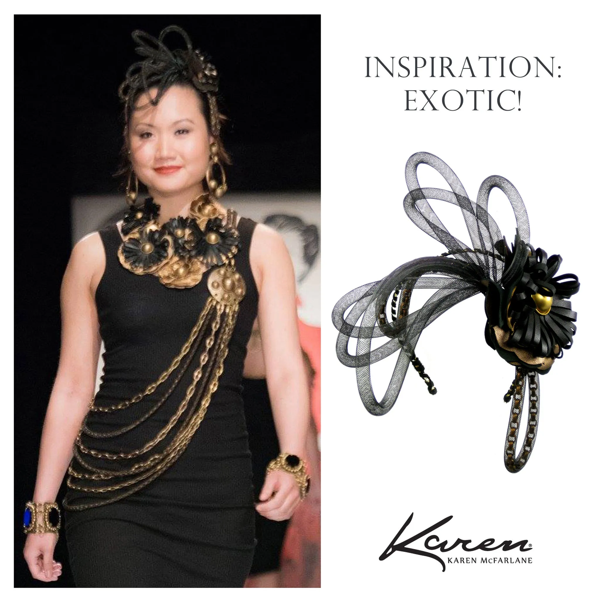 #904hp Bronze & Black Floral Headpiece