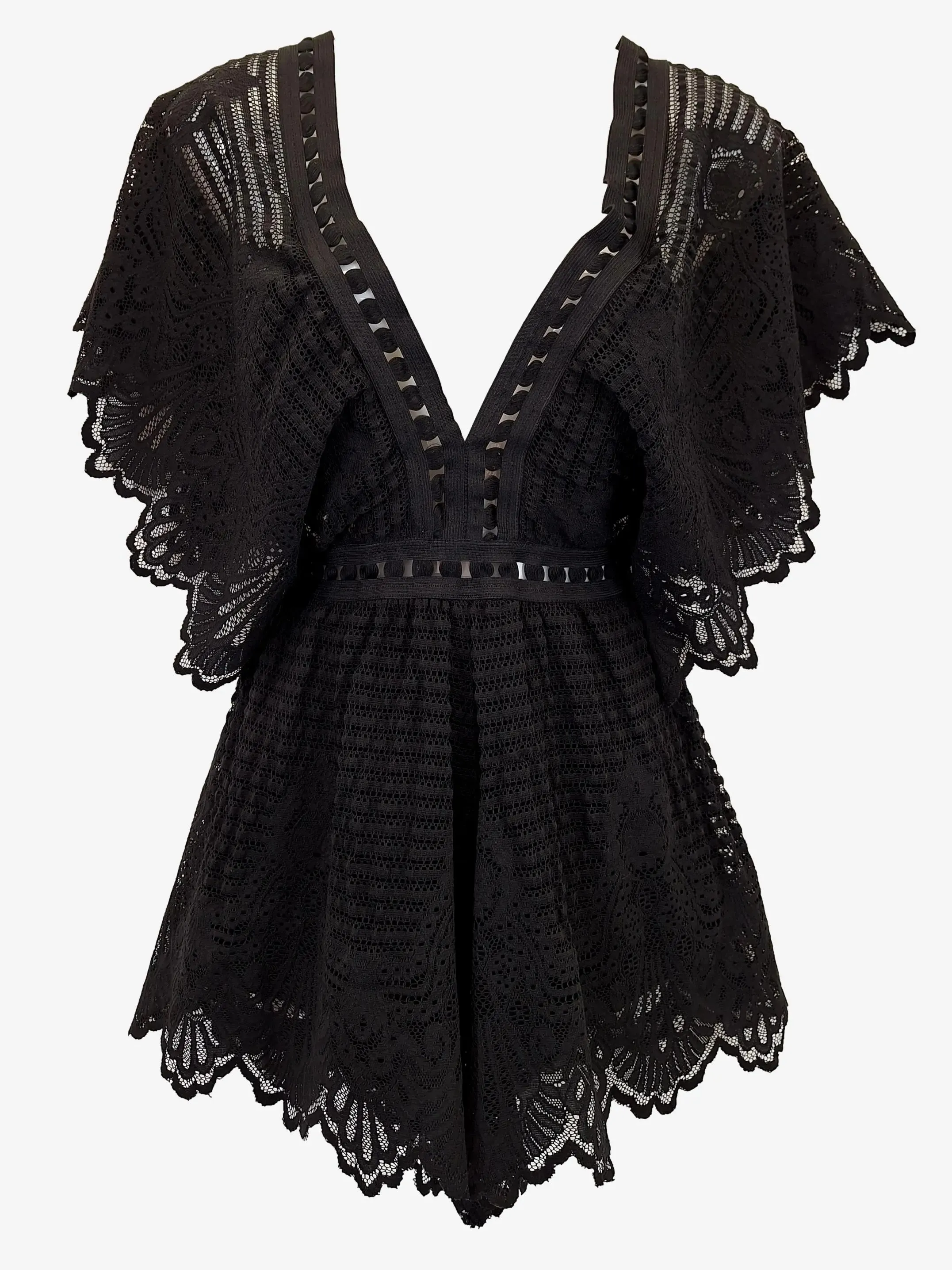 Alice Mccall Cocktail Lacey V Neck Playsuit Size 6