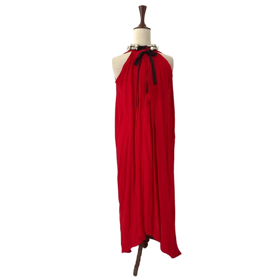 Ayesha F. Hashwani Red Pearls Dress | Gently Used |
