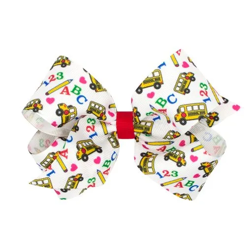Back to School printed grosgrain bow