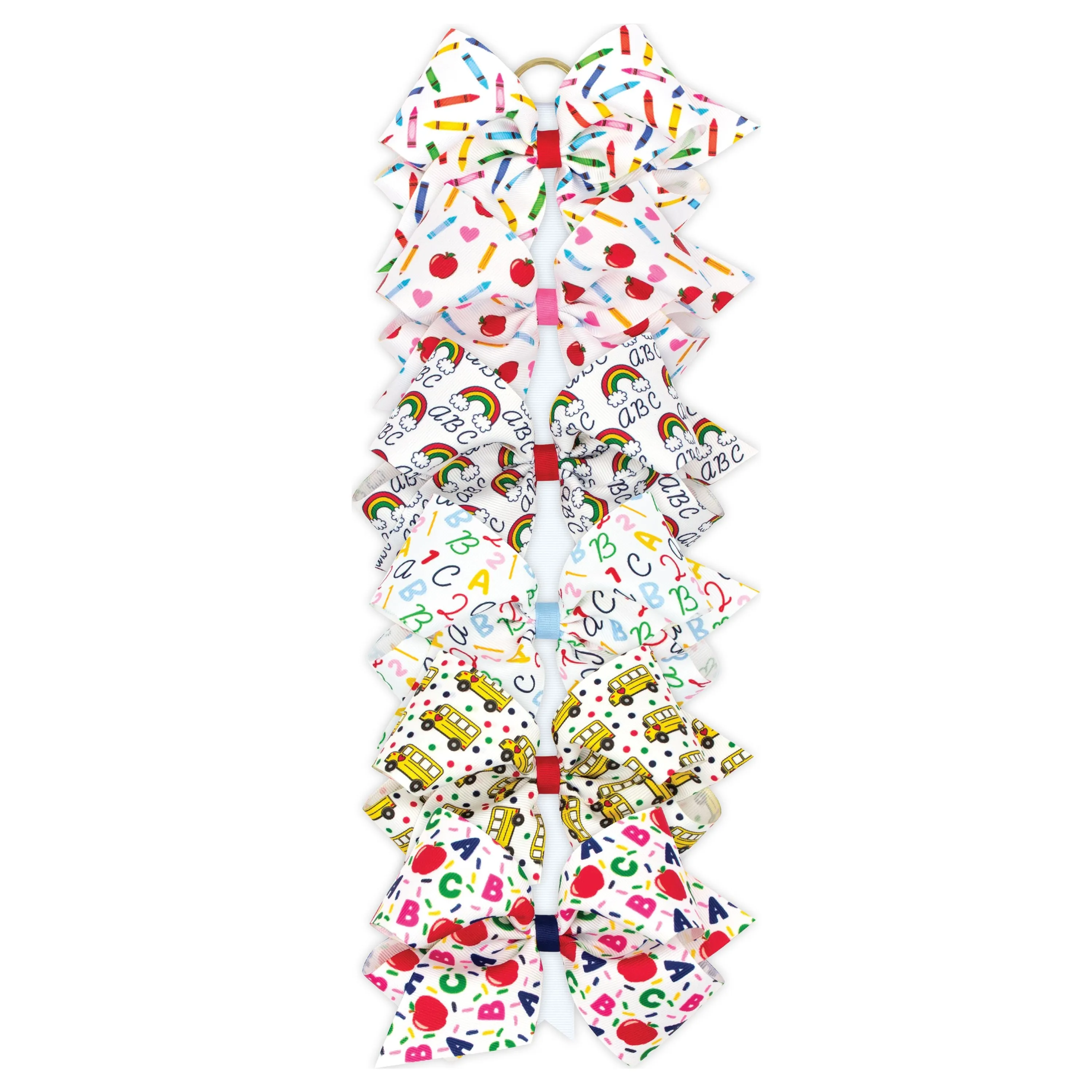 Back to School printed grosgrain bow