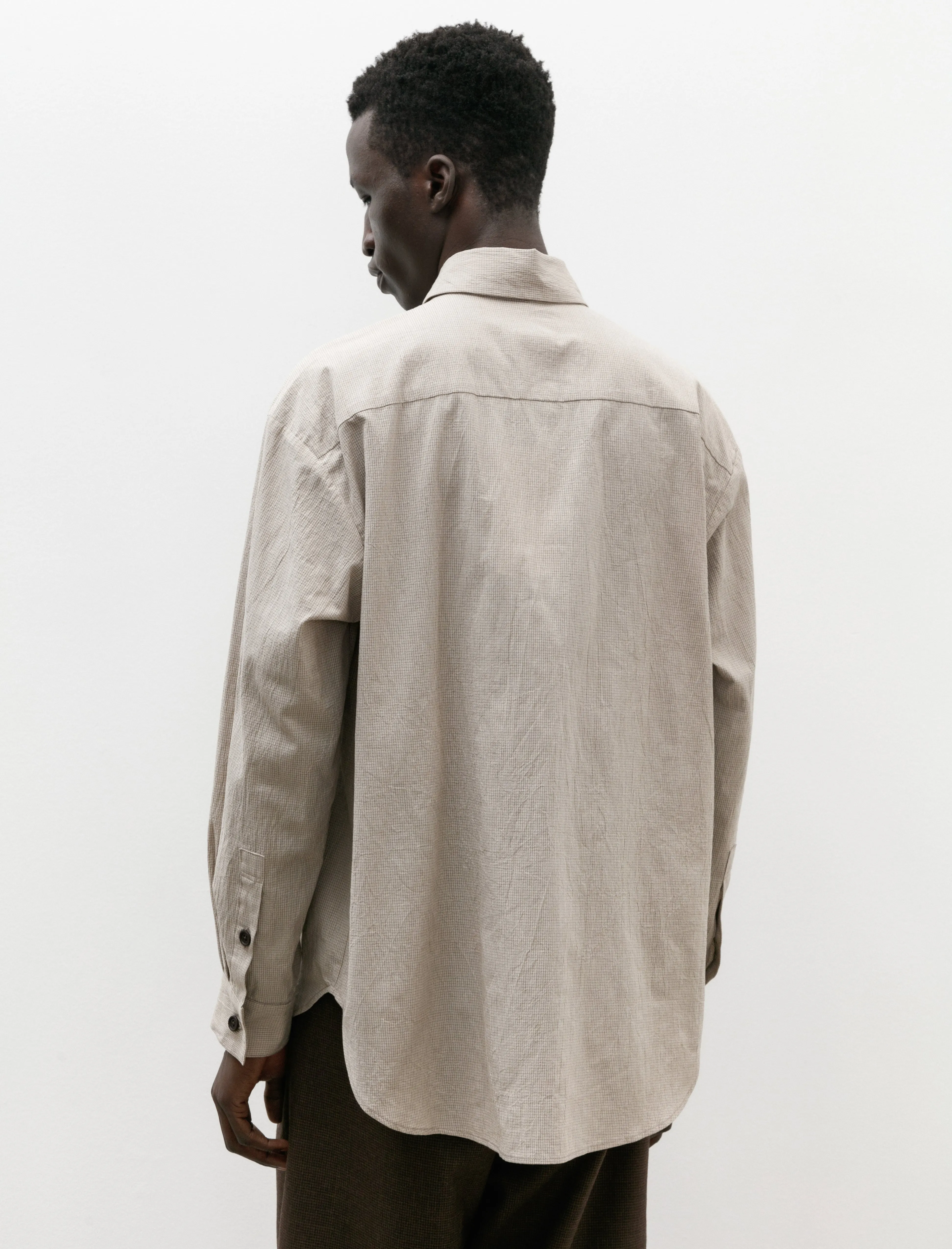 Big Shirt Two Organic Cotton Grid Cloth Beige