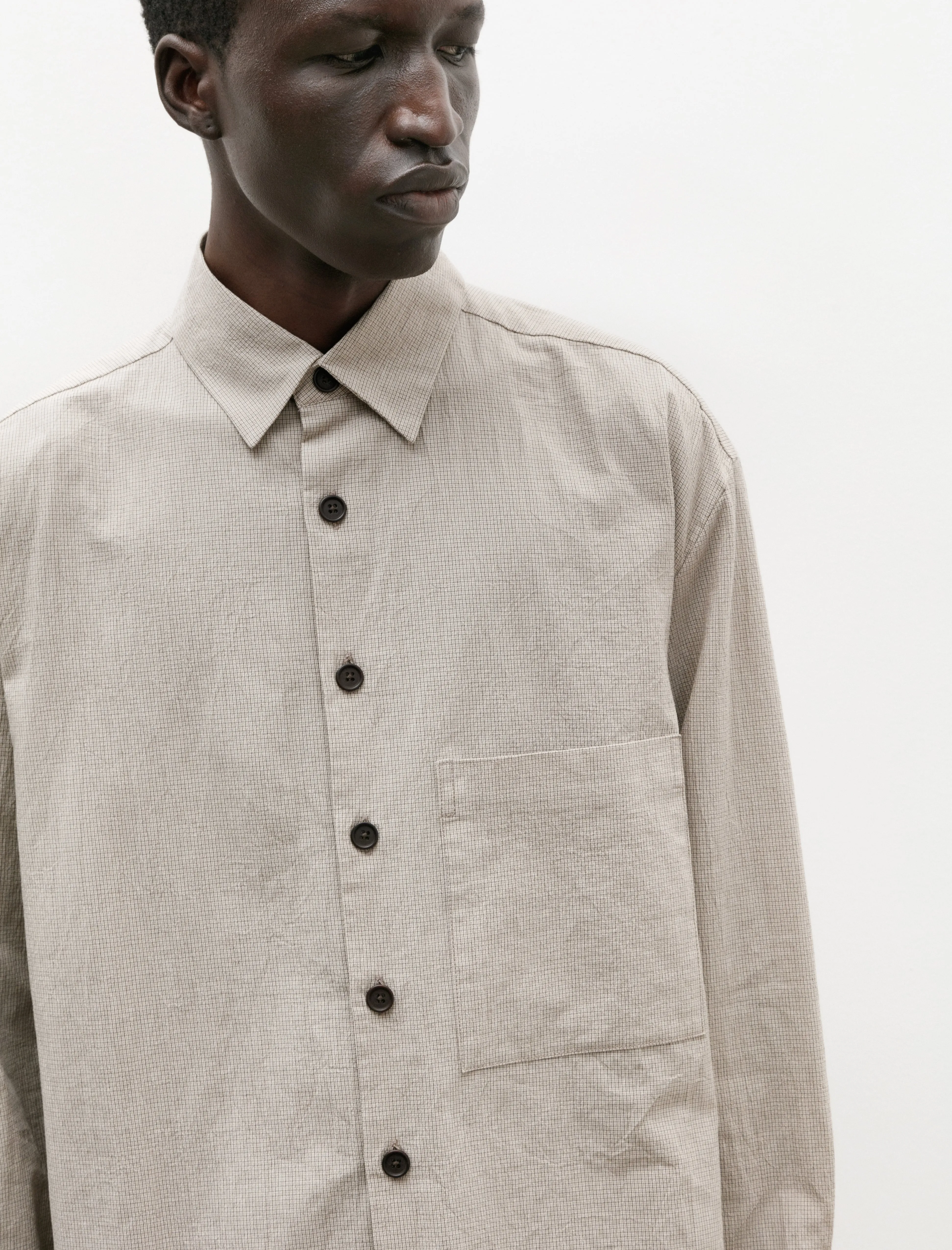 Big Shirt Two Organic Cotton Grid Cloth Beige