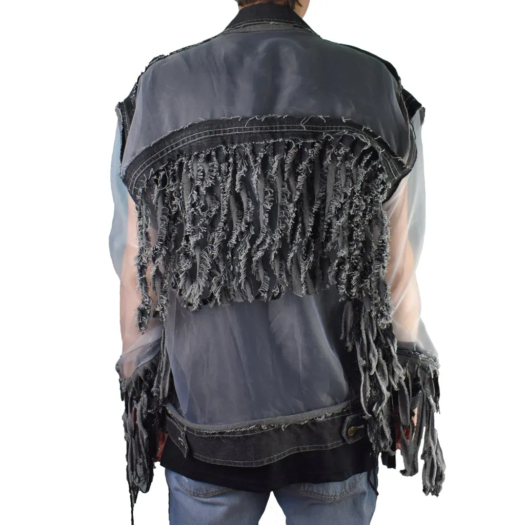 Biker Sleeve Oversized Denim Jacket