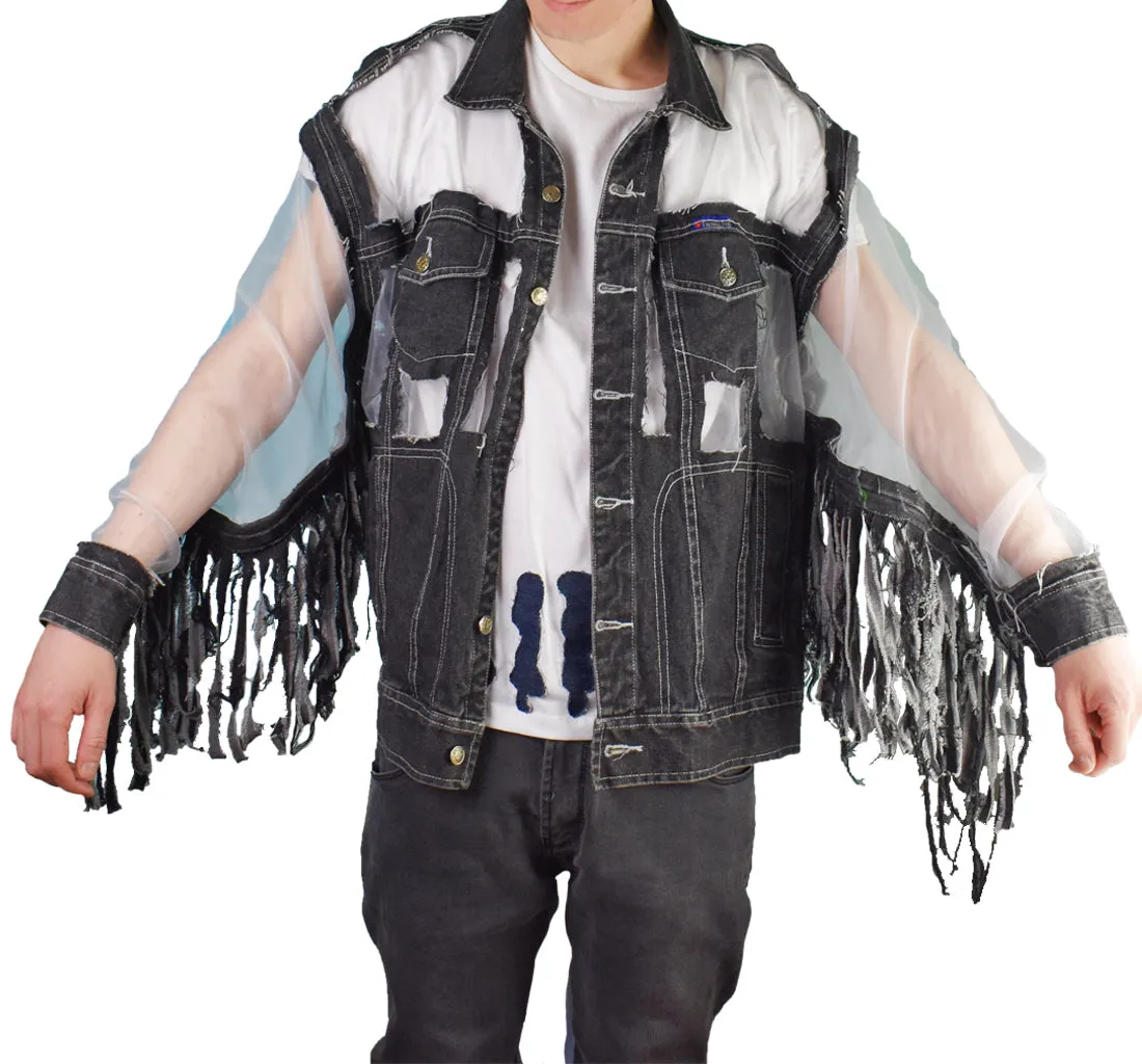 Biker Sleeve Oversized Denim Jacket