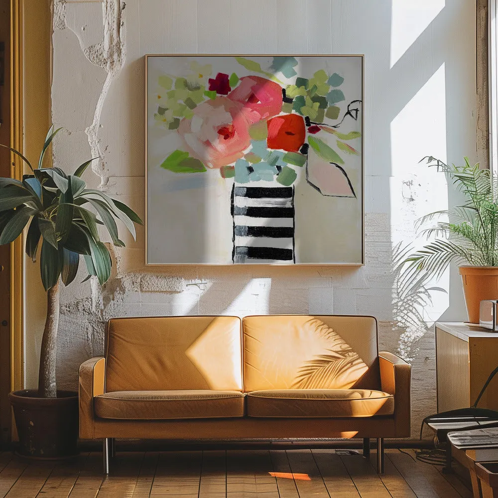 Black and White Vase - Square Stretched Canvas, Poster or Fine Art Print