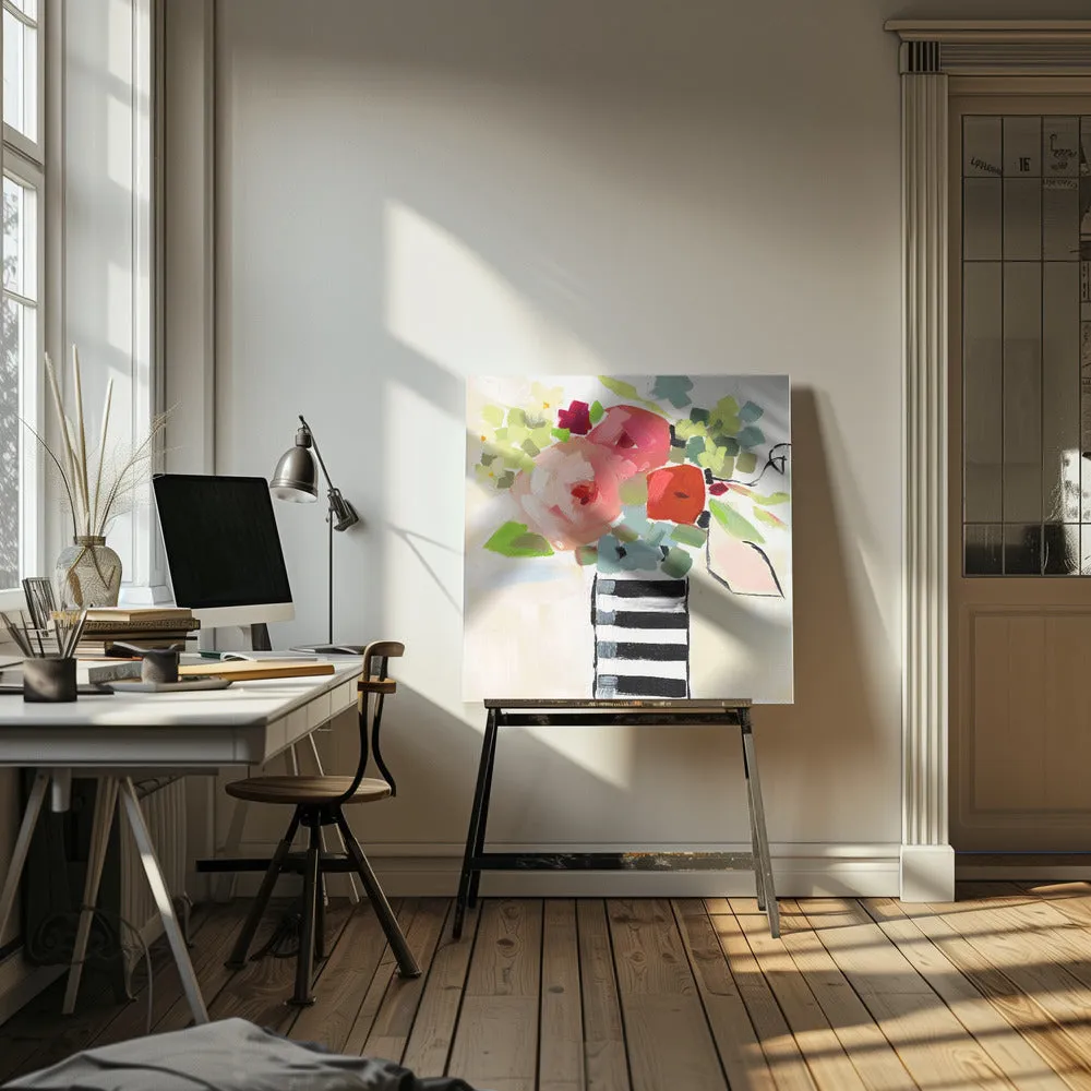 Black and White Vase - Square Stretched Canvas, Poster or Fine Art Print
