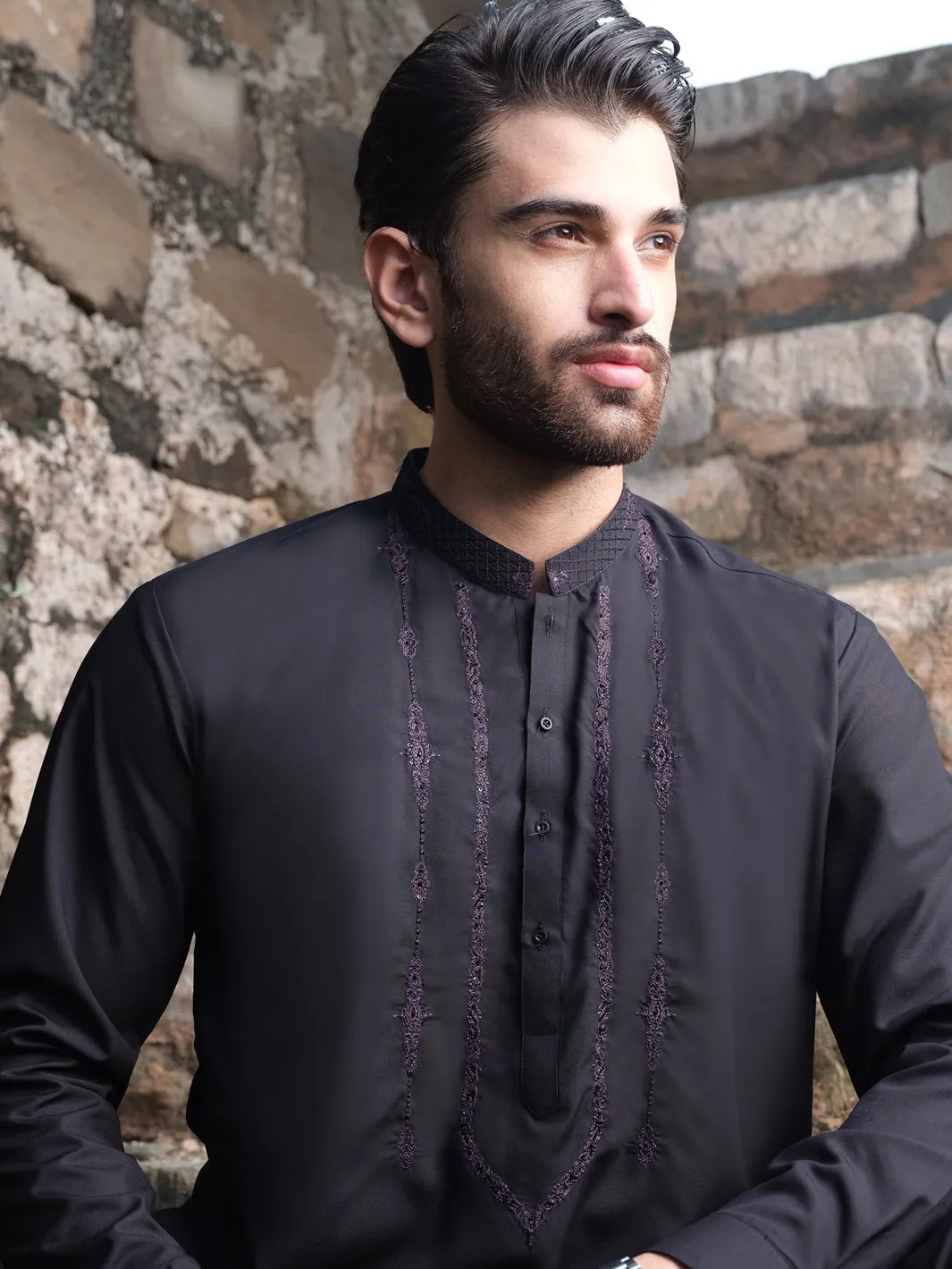 Black Blended Kameez Shalwar - AL-KS-2575