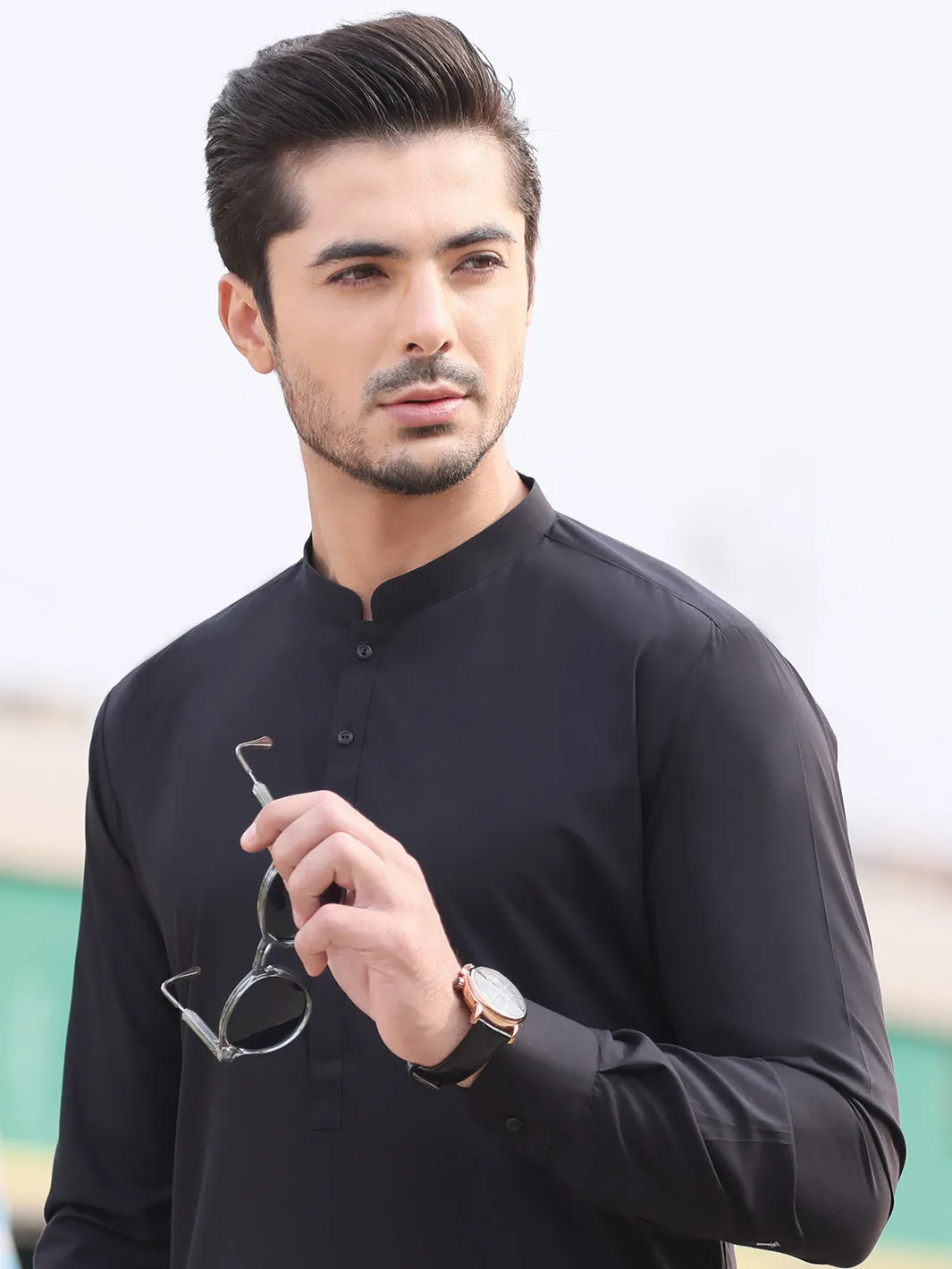 Black Blended Kameez Shalwar - AL-KS-2587
