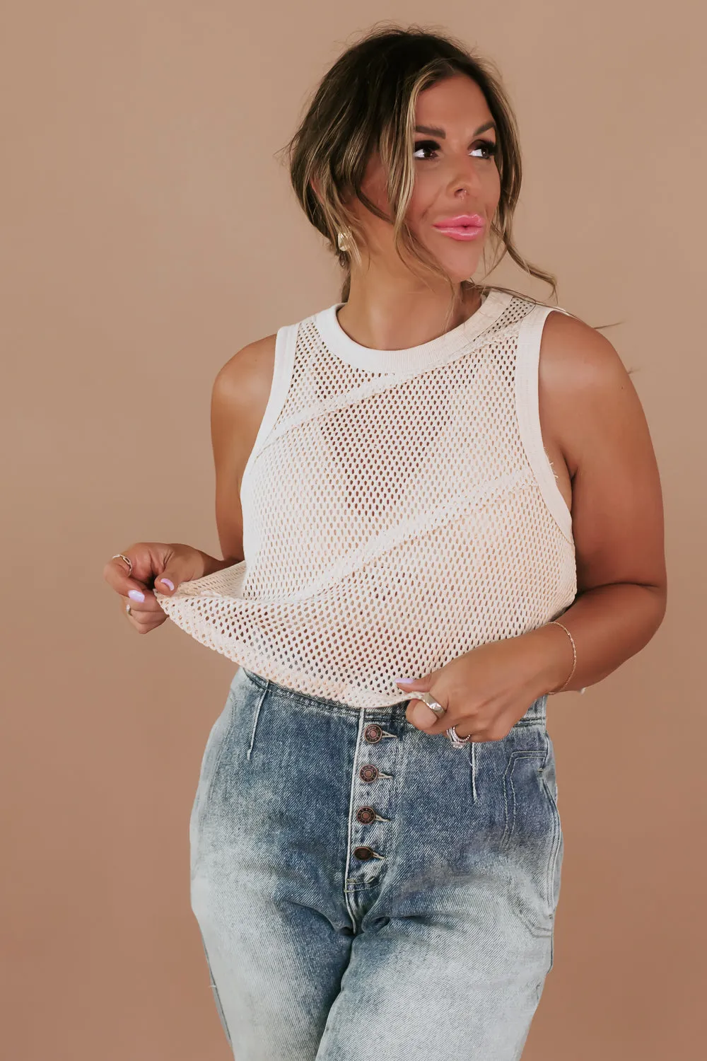 BY TOGETHER: Knit Textured Tank, Natural
