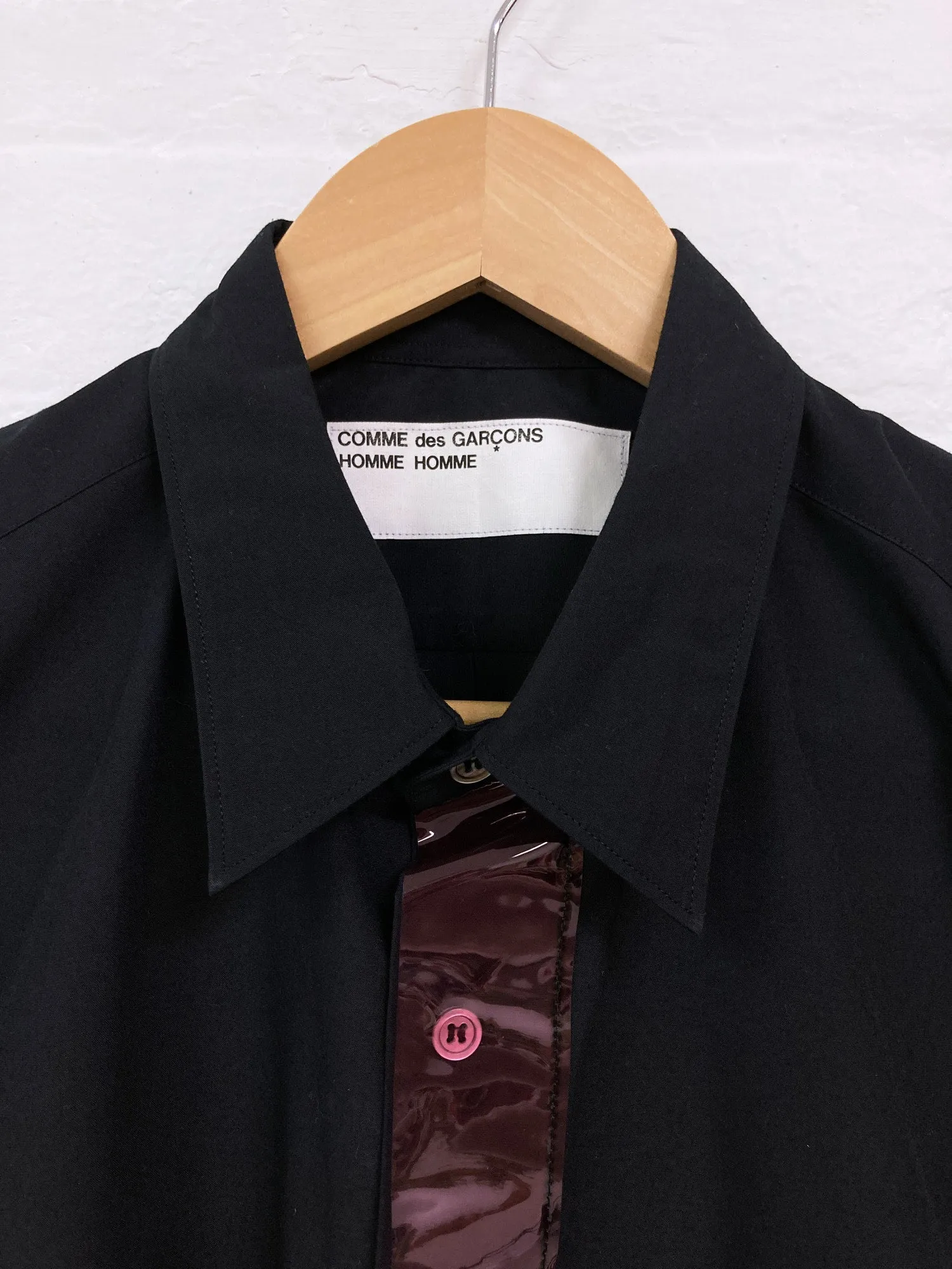 Comme des Garcons Homme Homme SS2001 black shirt with red vinyl front placket