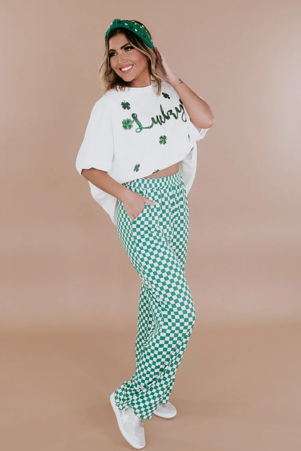 ECB Exclusive: Cooler Than You Checkered Pant, Green