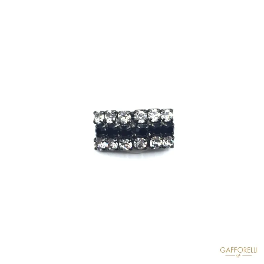 Elegant Rectangular Bicolor Rhinestones Buttons, 1.5 Cm - Art. 57 U-bo