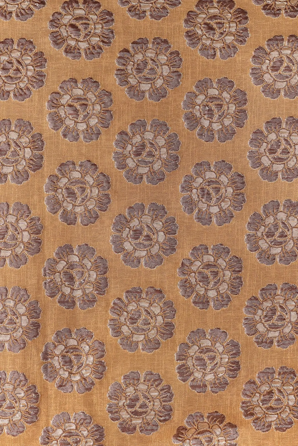 Floral Beige Double Cloth Jacquard Banarasi Fabric