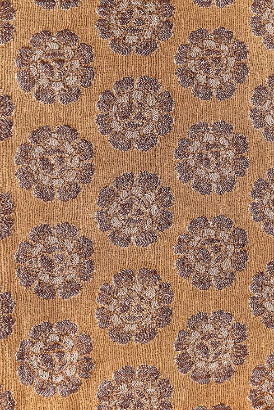 Floral Beige Double Cloth Jacquard Banarasi Fabric