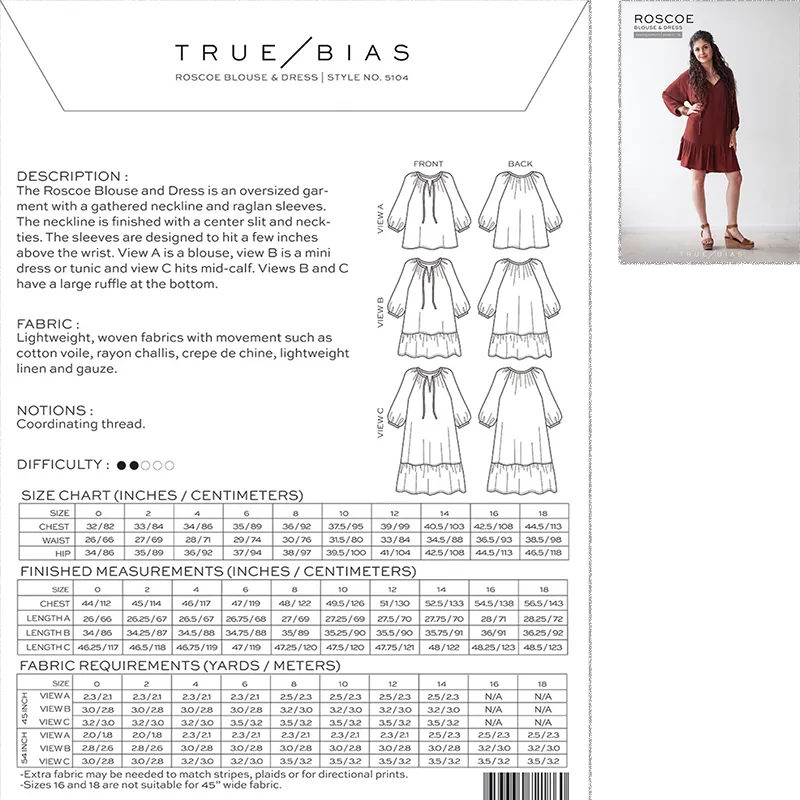 Garment Kit - Roscoe Blouse & Dress - Batik Rayon