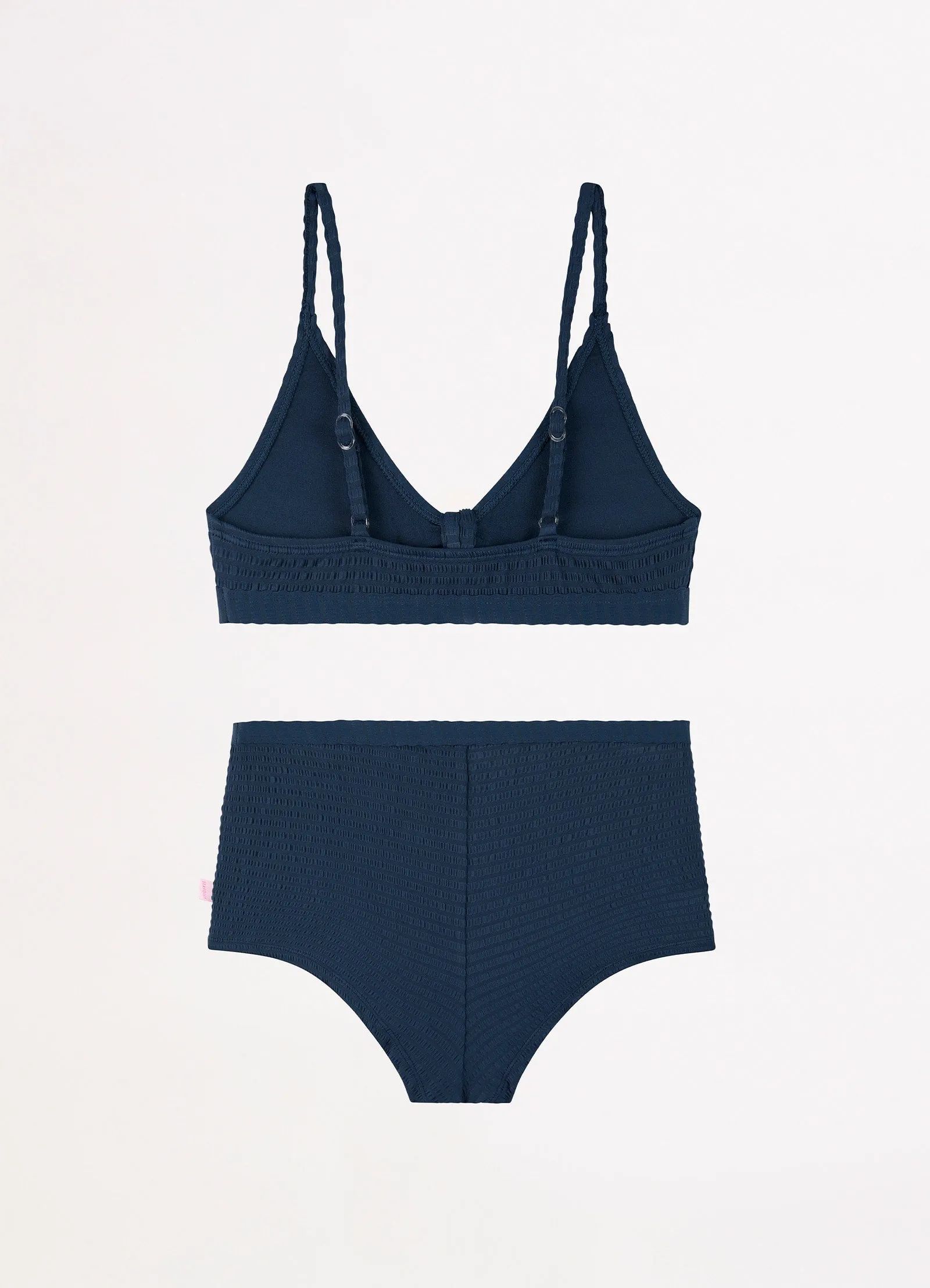 Girls Lemon Soda Triangle Bikini Set  - Navy