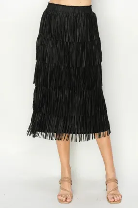 JOH JAYLEEN FRINGE SKIRT - BLACK - 54316WBLK