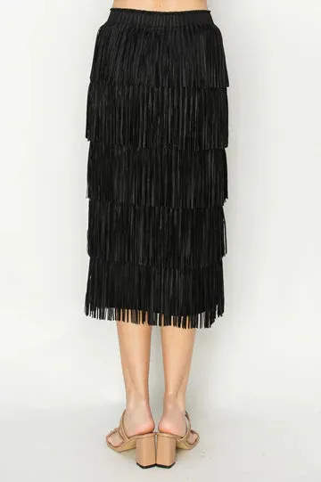 JOH JAYLEEN FRINGE SKIRT - BLACK - 54316WBLK