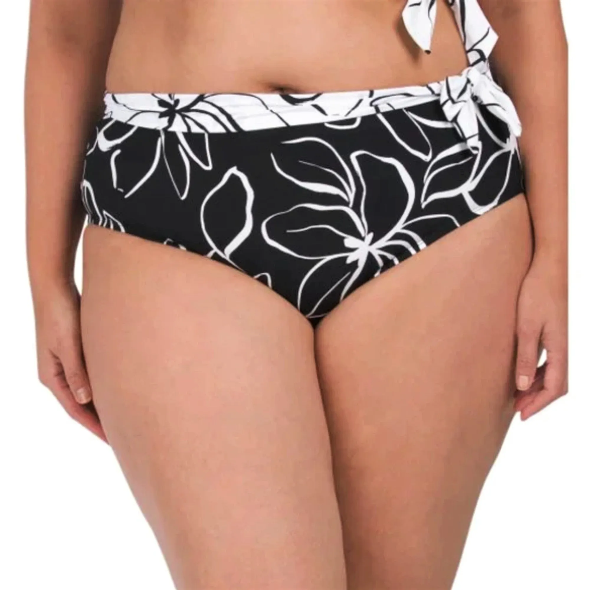 La Blanca Women's Plus Moonlit Floral One Shoulder Swim Top and Sash Bottom Collection
