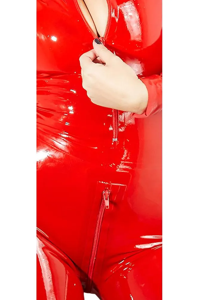LATE-X Latex Catsuit Red