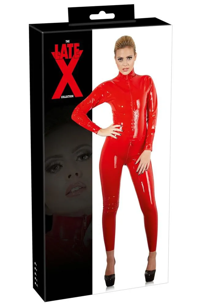 LATE-X Latex Catsuit Red