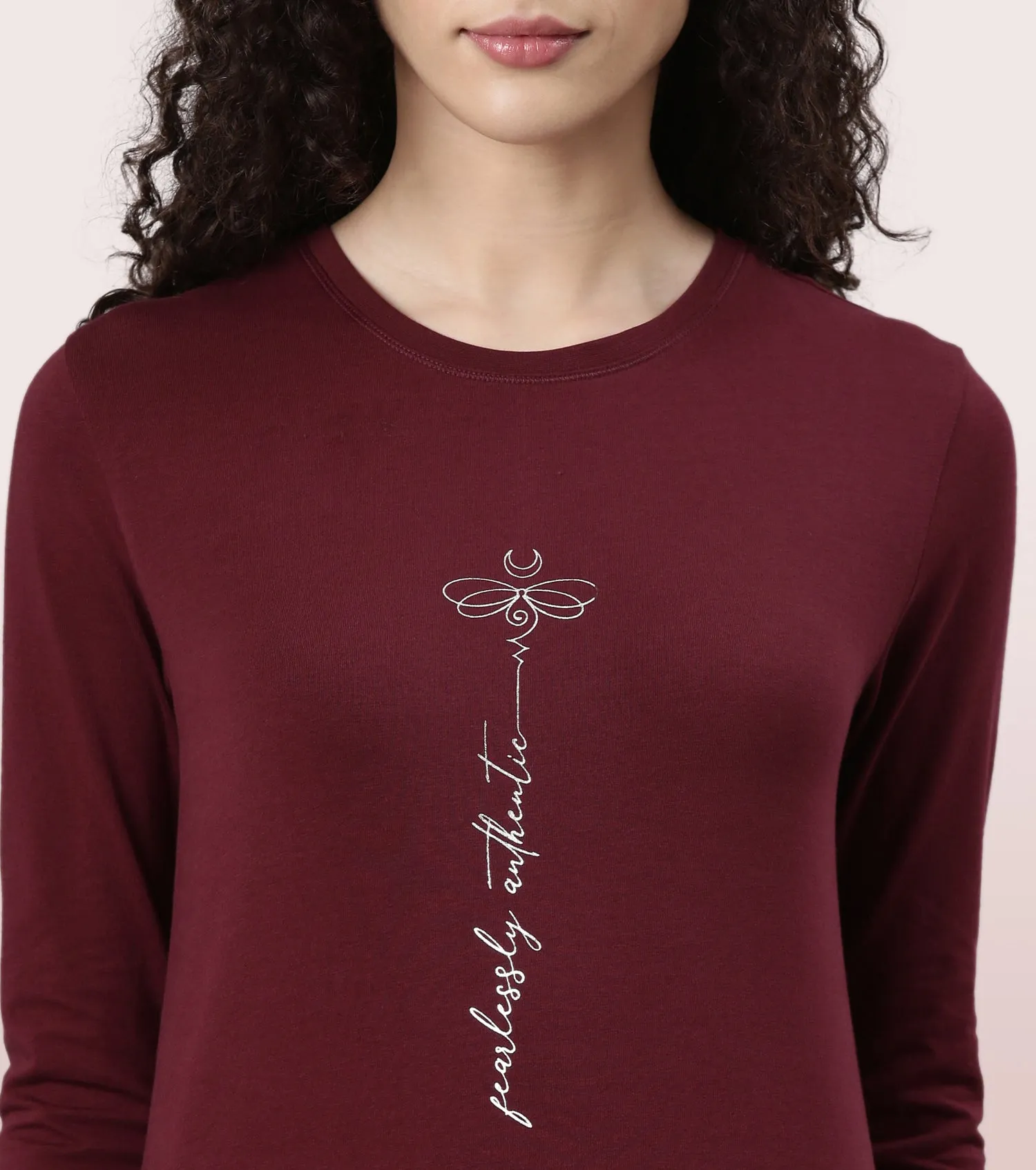 Long Sleeve Basic Crew Tee – Graphic Print | Crew Neck Basic Stretch Cotton Tee | E157