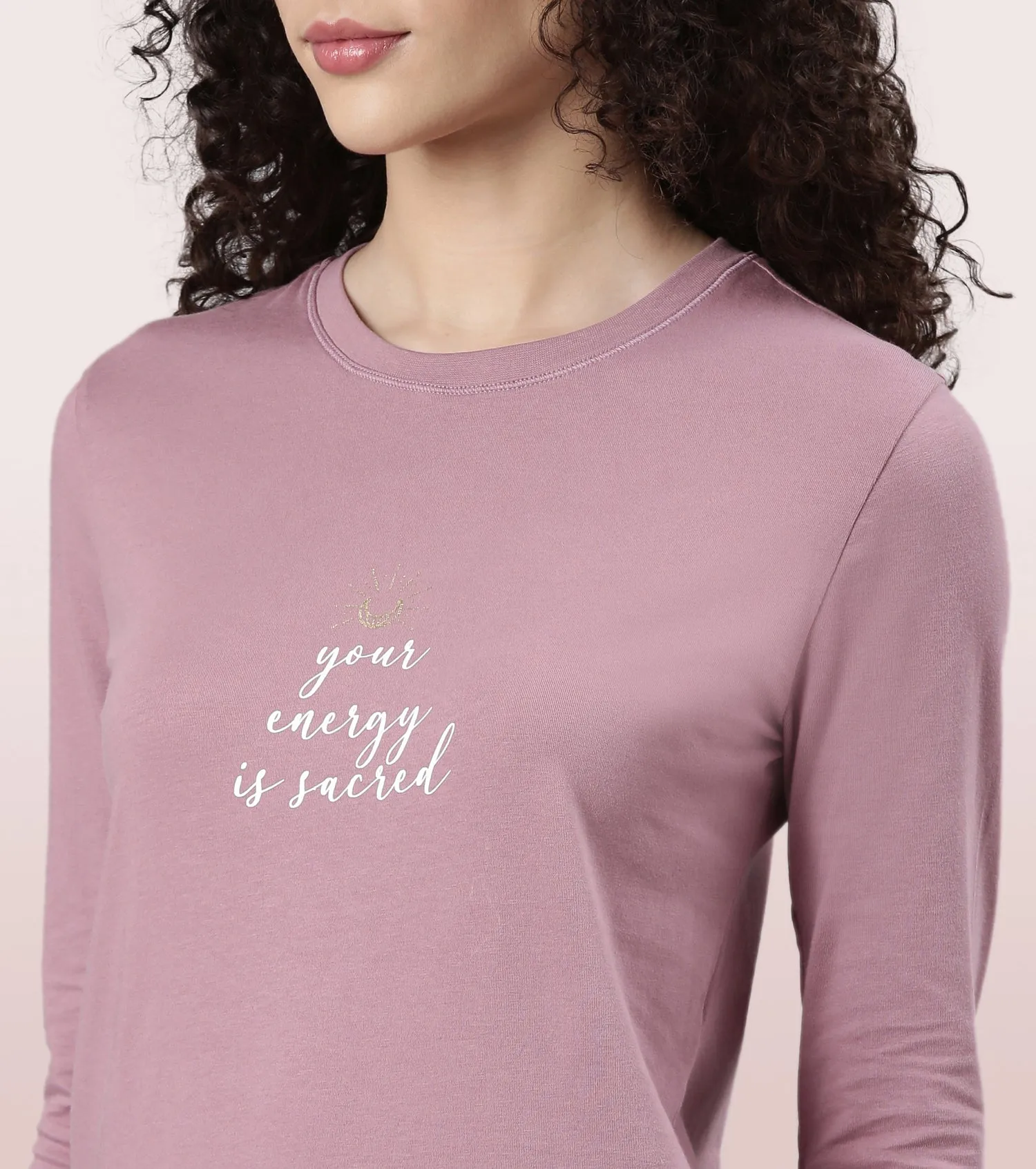 Long Sleeve Basic Crew Tee – Graphic Print | Crew Neck Basic Stretch Cotton Tee | E157