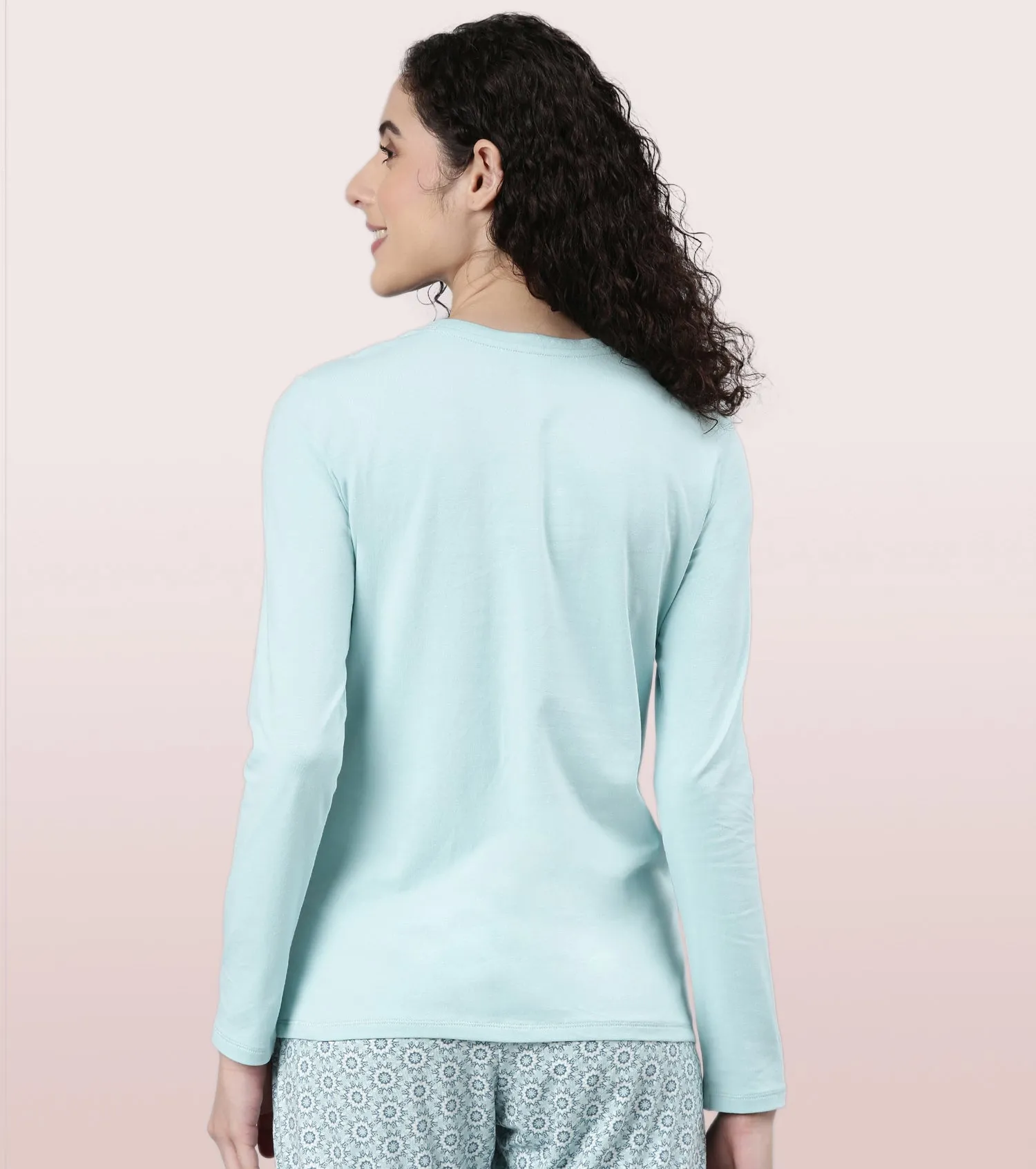 Long Sleeve Basic Crew Tee – Graphic Print | Crew Neck Basic Stretch Cotton Tee | E157