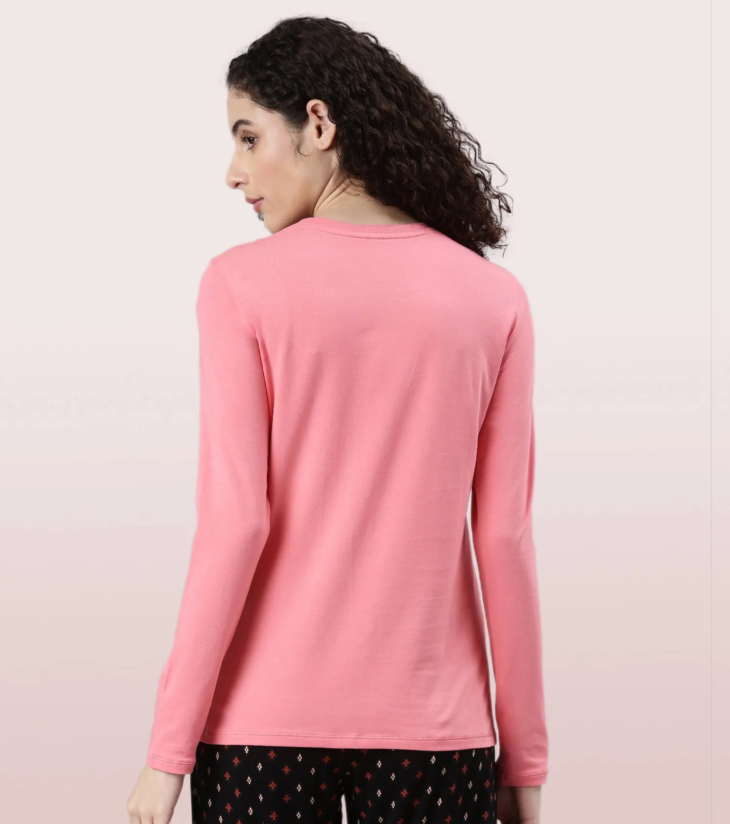 Long Sleeve Basic Crew Tee – Graphic Print | Crew Neck Basic Stretch Cotton Tee | E157