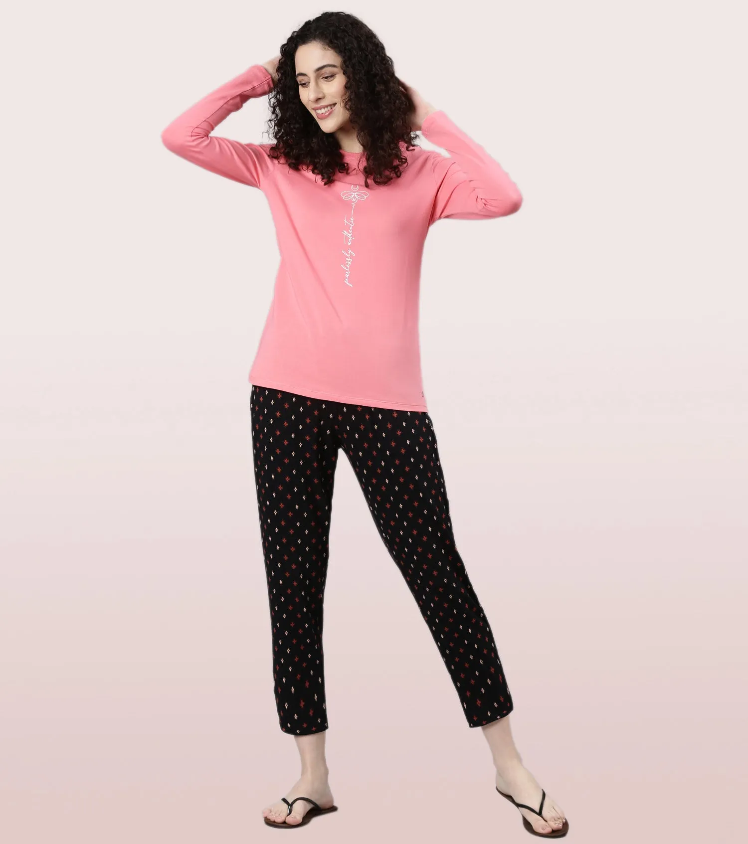 Long Sleeve Basic Crew Tee – Graphic Print | Crew Neck Basic Stretch Cotton Tee | E157