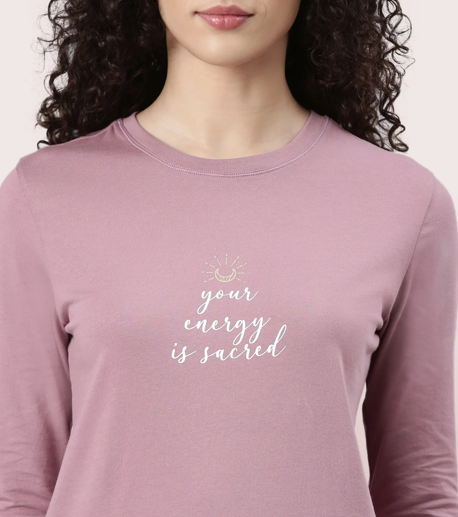 Long Sleeve Basic Crew Tee – Graphic Print | Crew Neck Basic Stretch Cotton Tee | E157