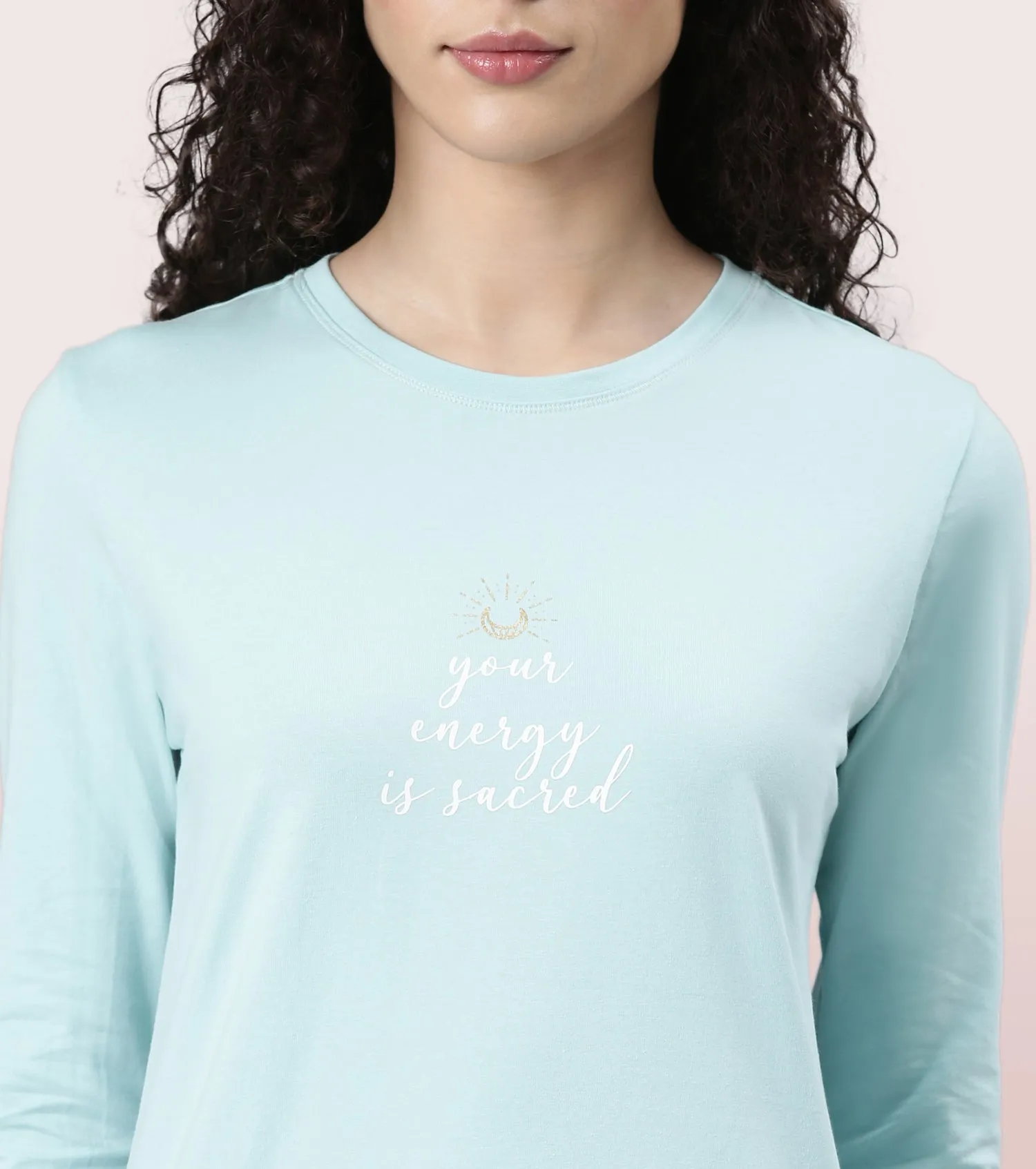 Long Sleeve Basic Crew Tee – Graphic Print | Crew Neck Basic Stretch Cotton Tee | E157
